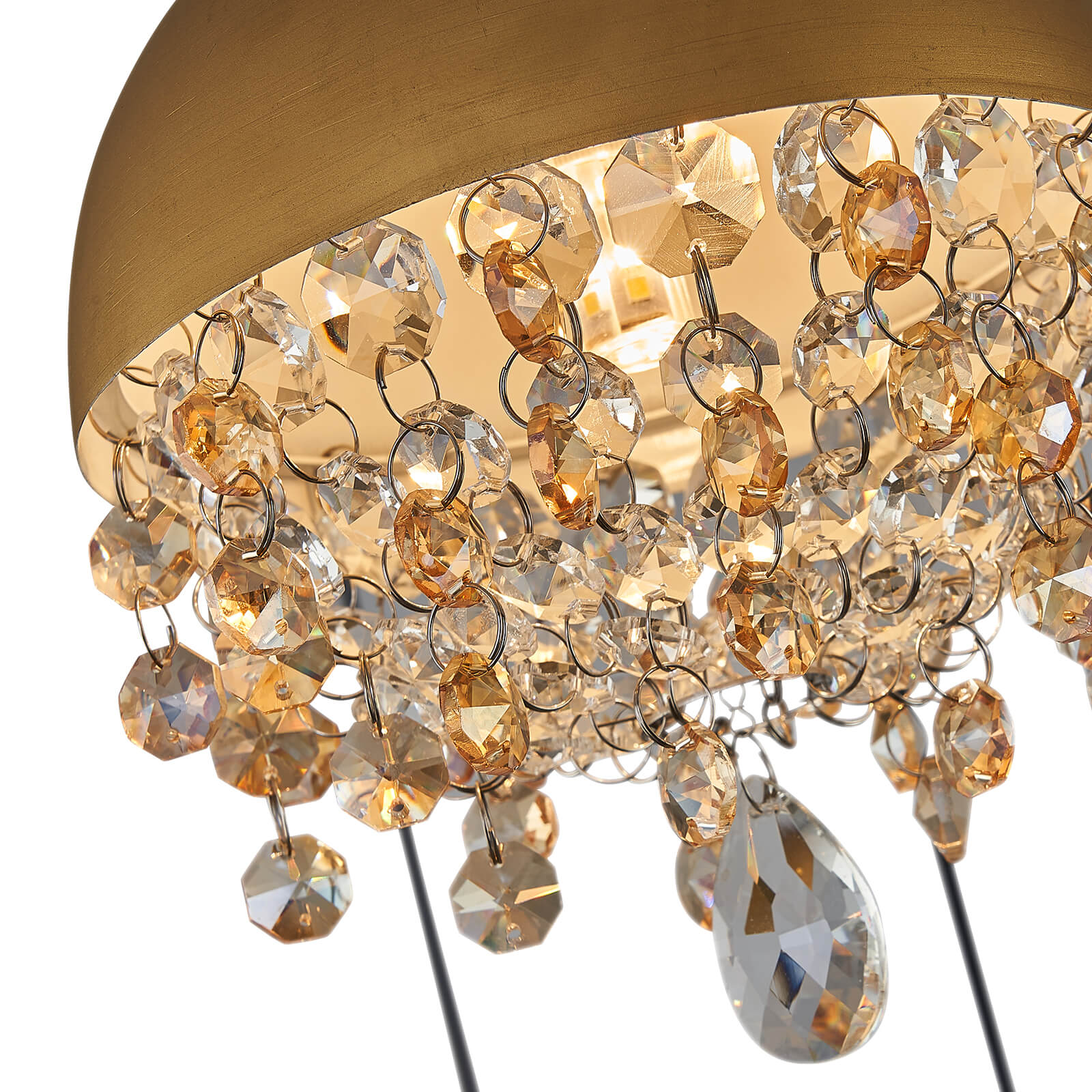 Gold Spider-Shaped String Ball Crystal Chandelier 9 Lights