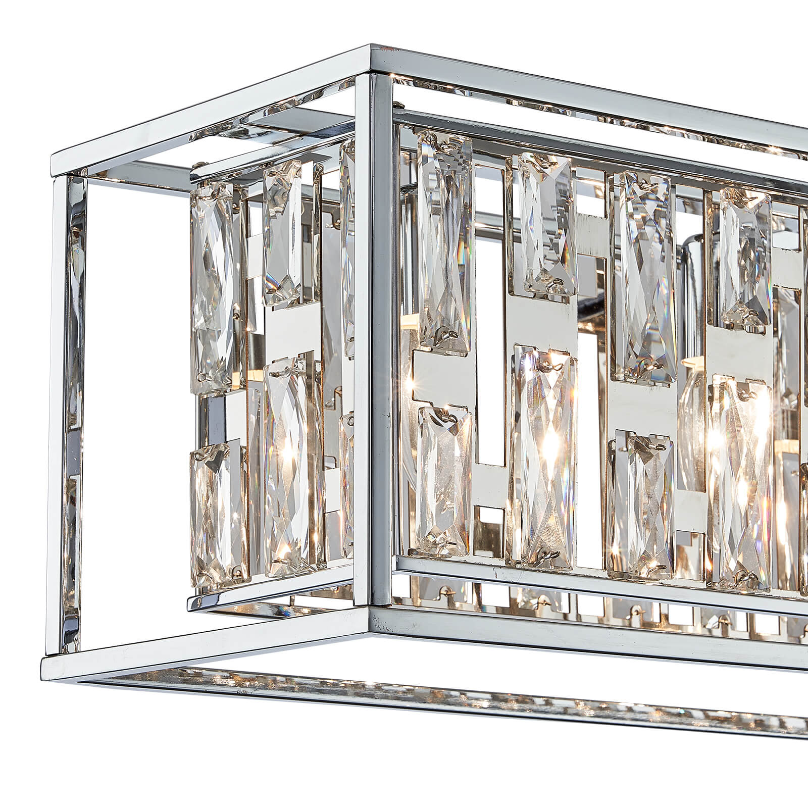 Silver Metal frame Rectangular Crystal Chandelier