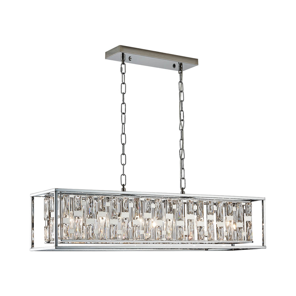 Silver Metal frame Rectangular Crystal Chandelier