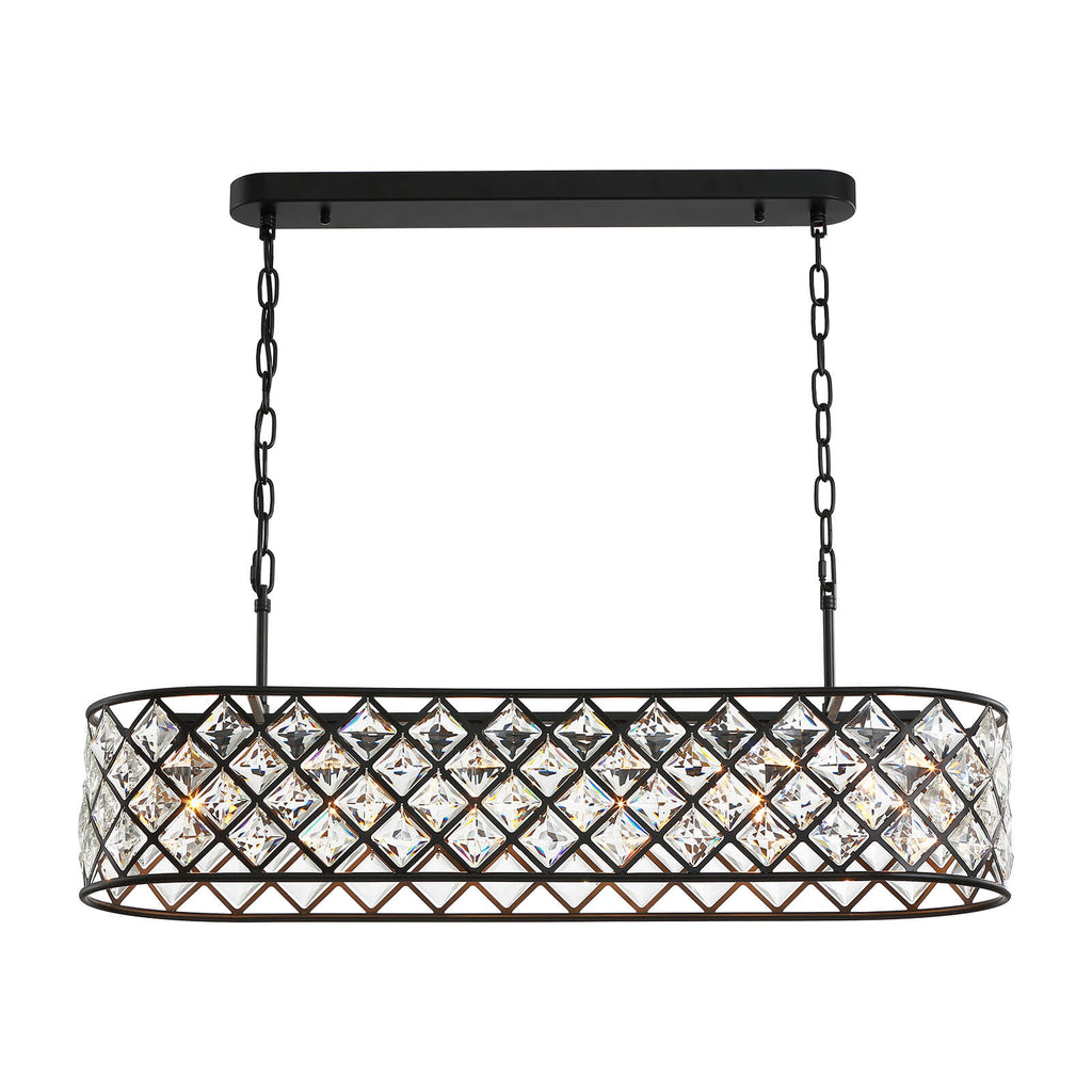 MOOONI-Vintage-Oval-Rectangular-Matte-Black-Crystal-Chandelier