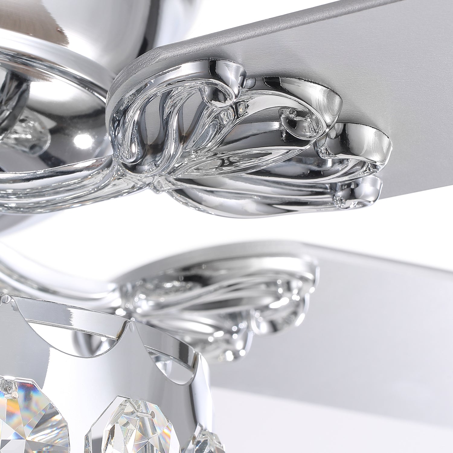 MOOONI-Ceiling-Fan-Light-Chrome-Octagonal-Beads-Crystal-Strip-Fandelier-51“-Metal