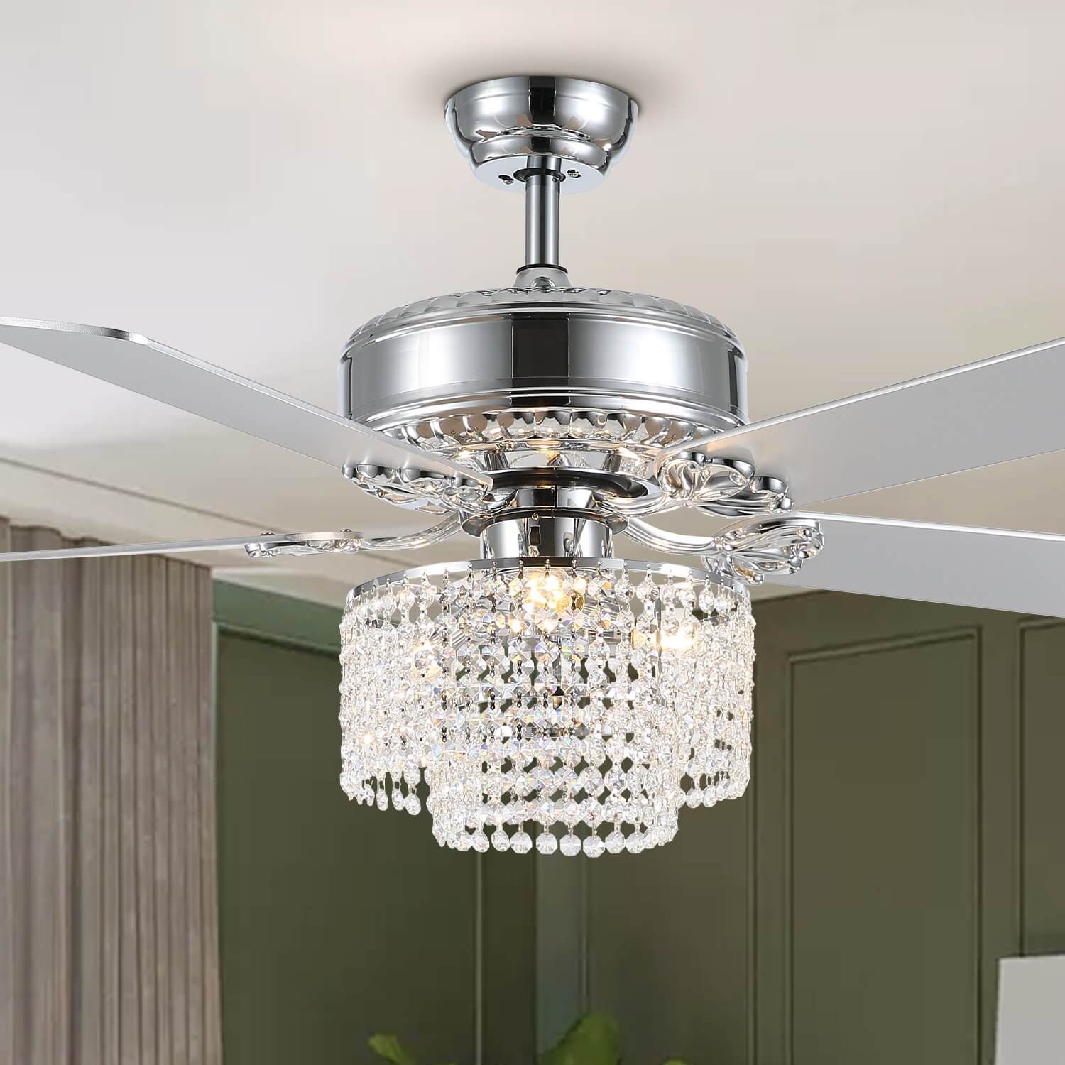 MOOONI-Ceiling-Fan-Light-Chrome-Double-Crystal-Octagonal-Beads-Fandelier-52“
