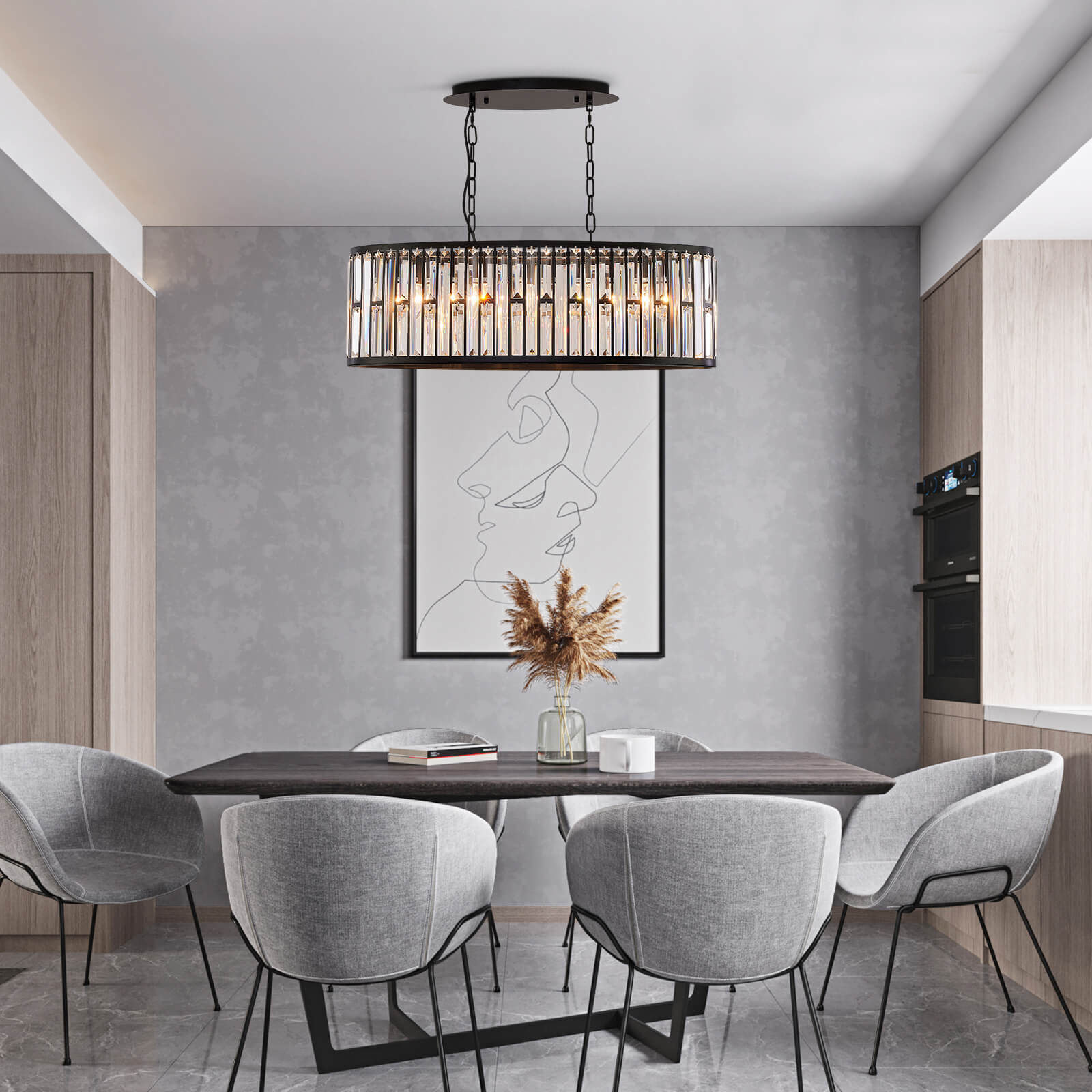 MOOONI-Vintage-Oval-Rectangular-Matte-Black-Pendant-Light