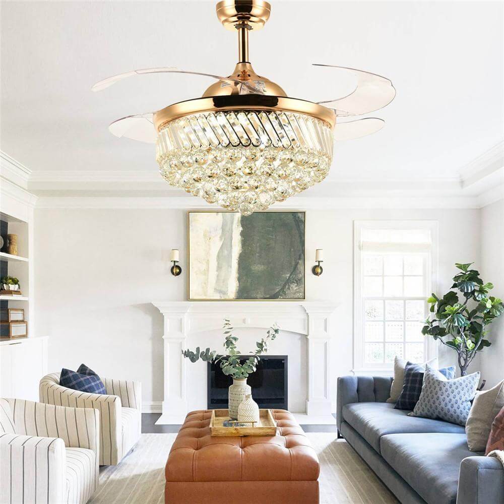 Cool Looking Gold Crystal Ceiling Fan