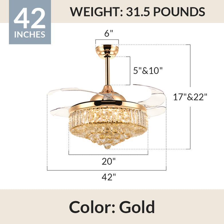 Top Rated Chrome & Gold Crystal Ceiling Fan Chandelier