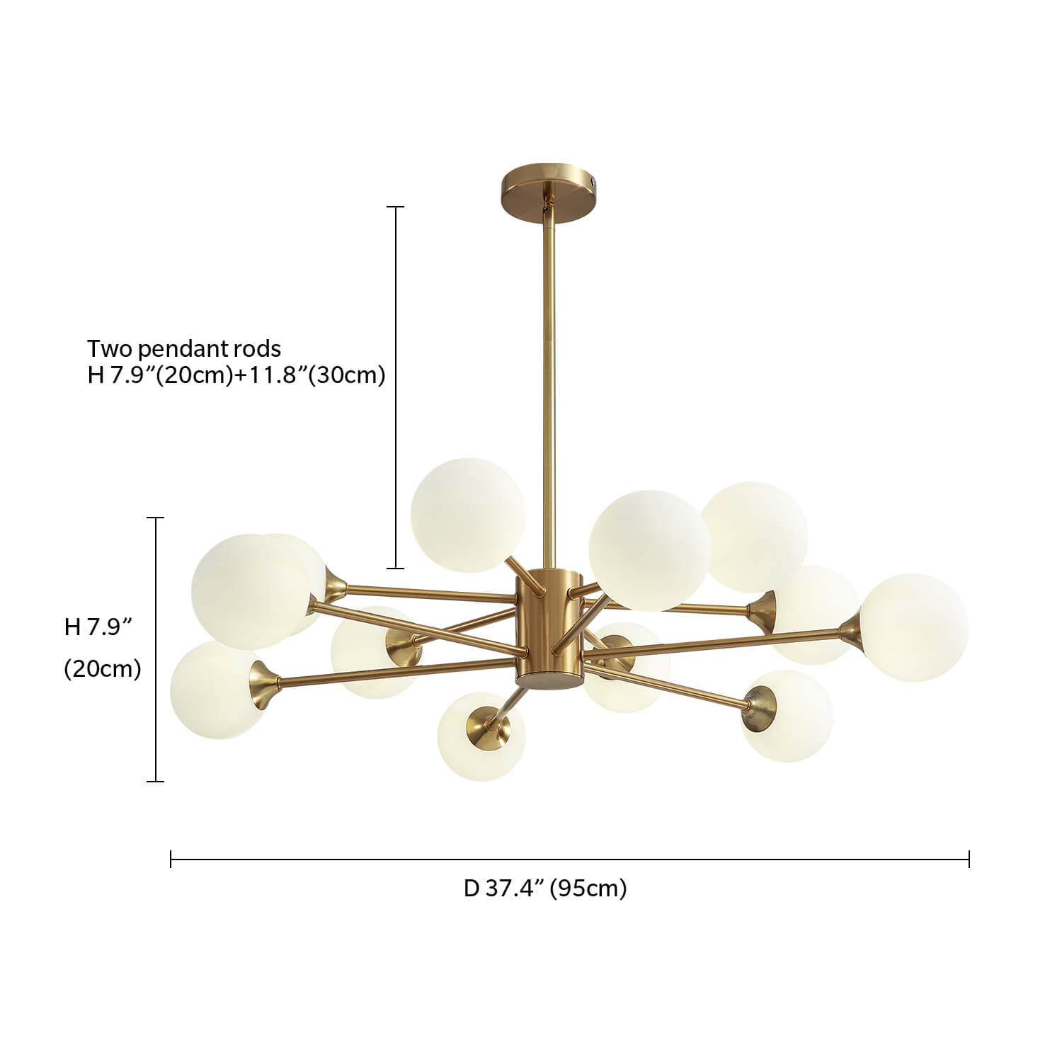Sputnik Gold Globe Double Layers 12 Lights Chandelier