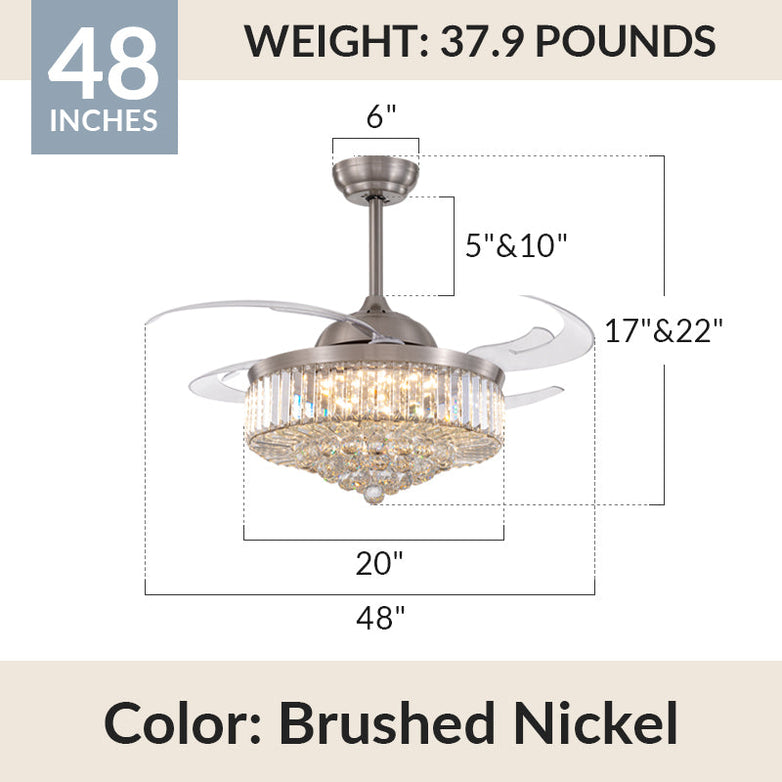 Classic Brushed Nickel Retractable All-in-One Fandelier