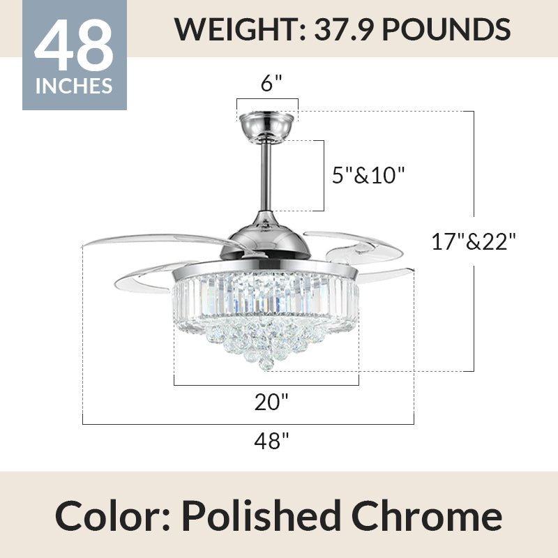 Dimmable Chandelier Ceiling Fan With