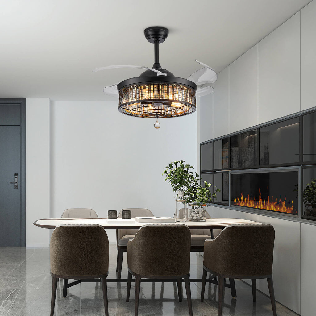 Gorgeous Mesh Caged Ceiling Fan With Light 42"