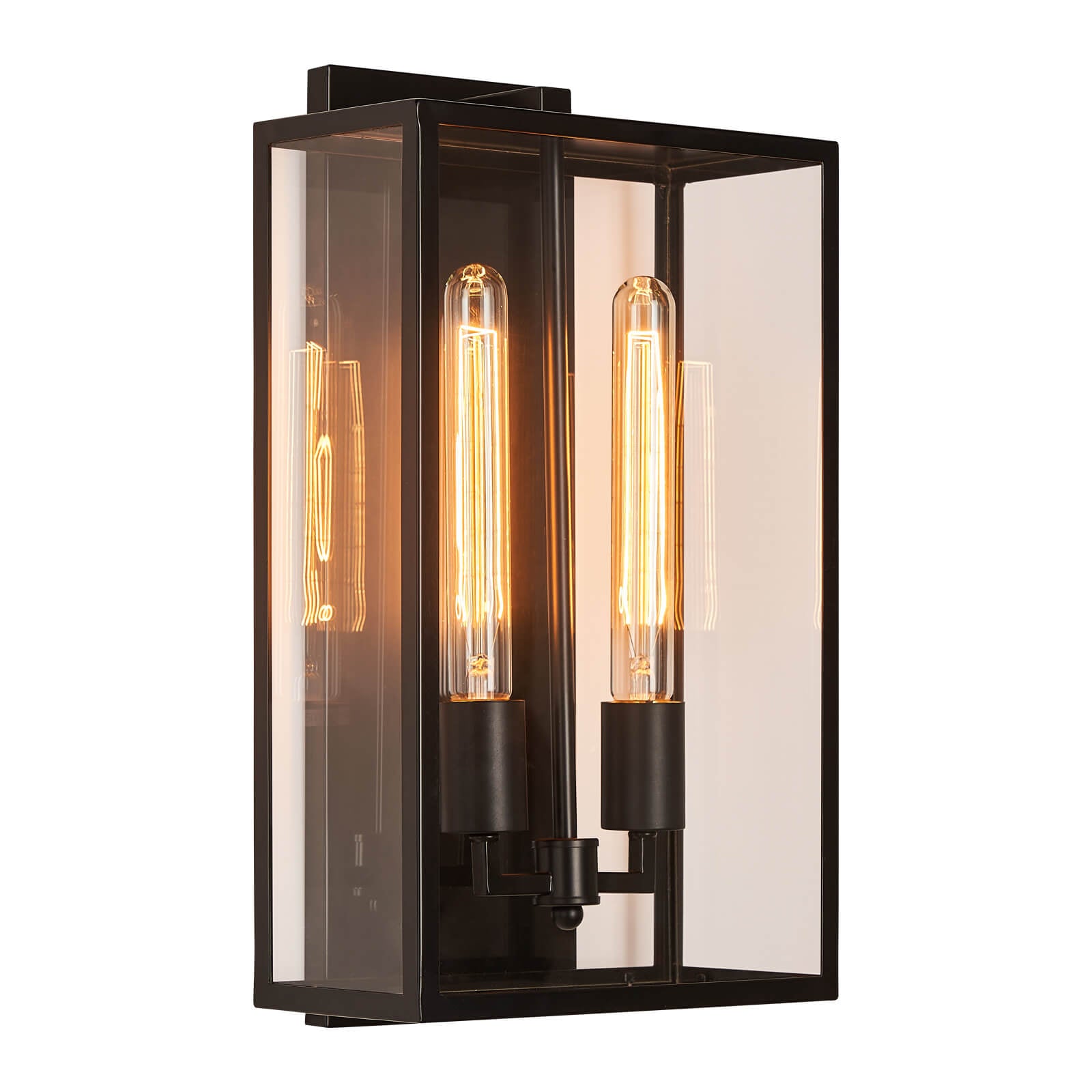 Moooni® Dumb Black Double End Glass Metal Frame Outdoor Wall Lamp