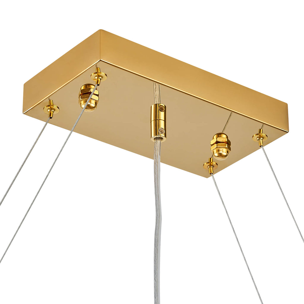 Rectangular Gold Canopy Crystal Chandelier For Kitchen