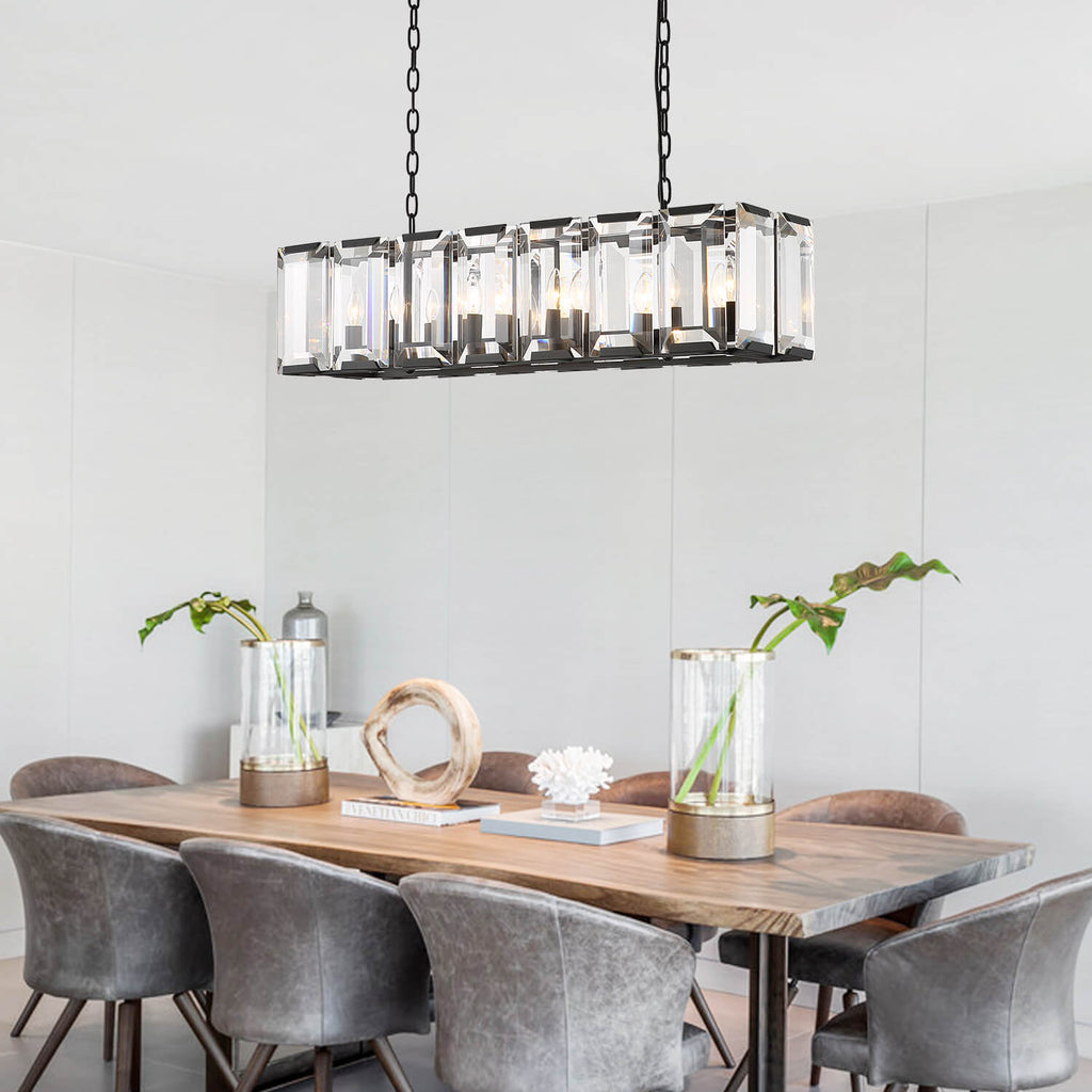 MOOONI-Rectangular-Matte-Black-Farmhouse-Wide-Crystal-Chandelier-Dining-Room