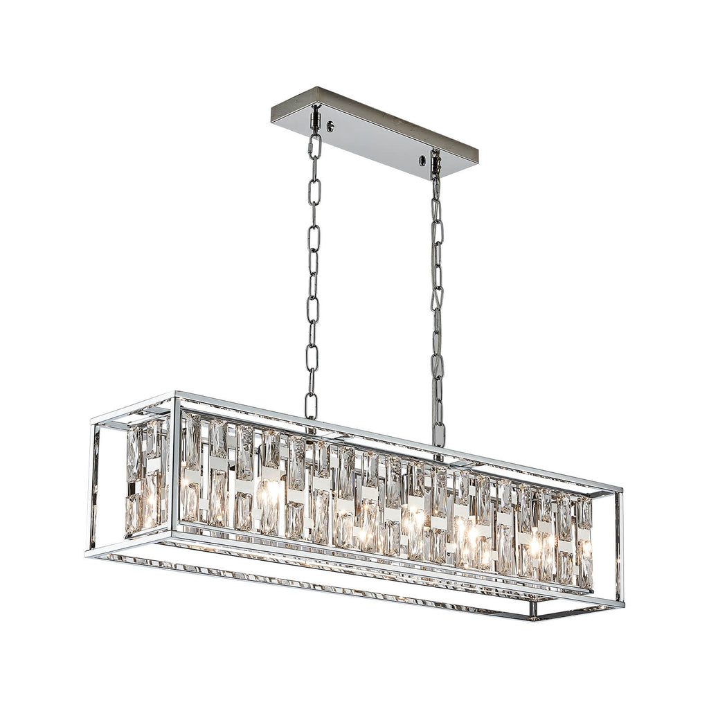 Silver Metal frame Rectangular Crystal Chandelier