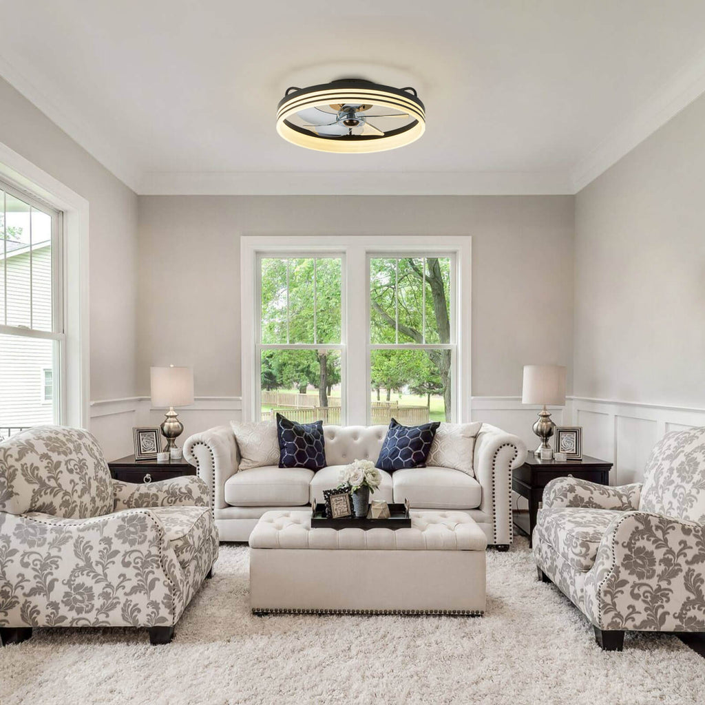 Modern Striated Black Fandelier