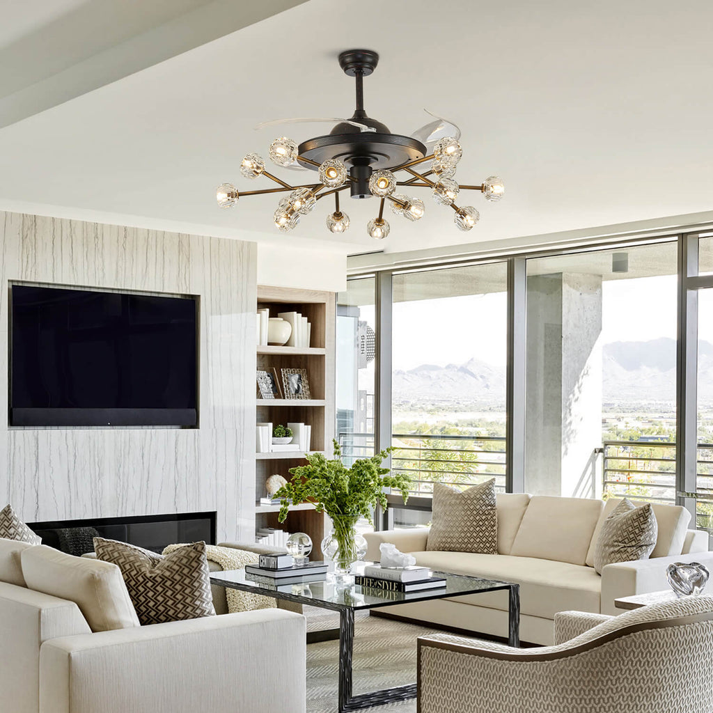 Newly-Upgraded Oil-Rubbed Bronze Vintage Crystal Fandelier