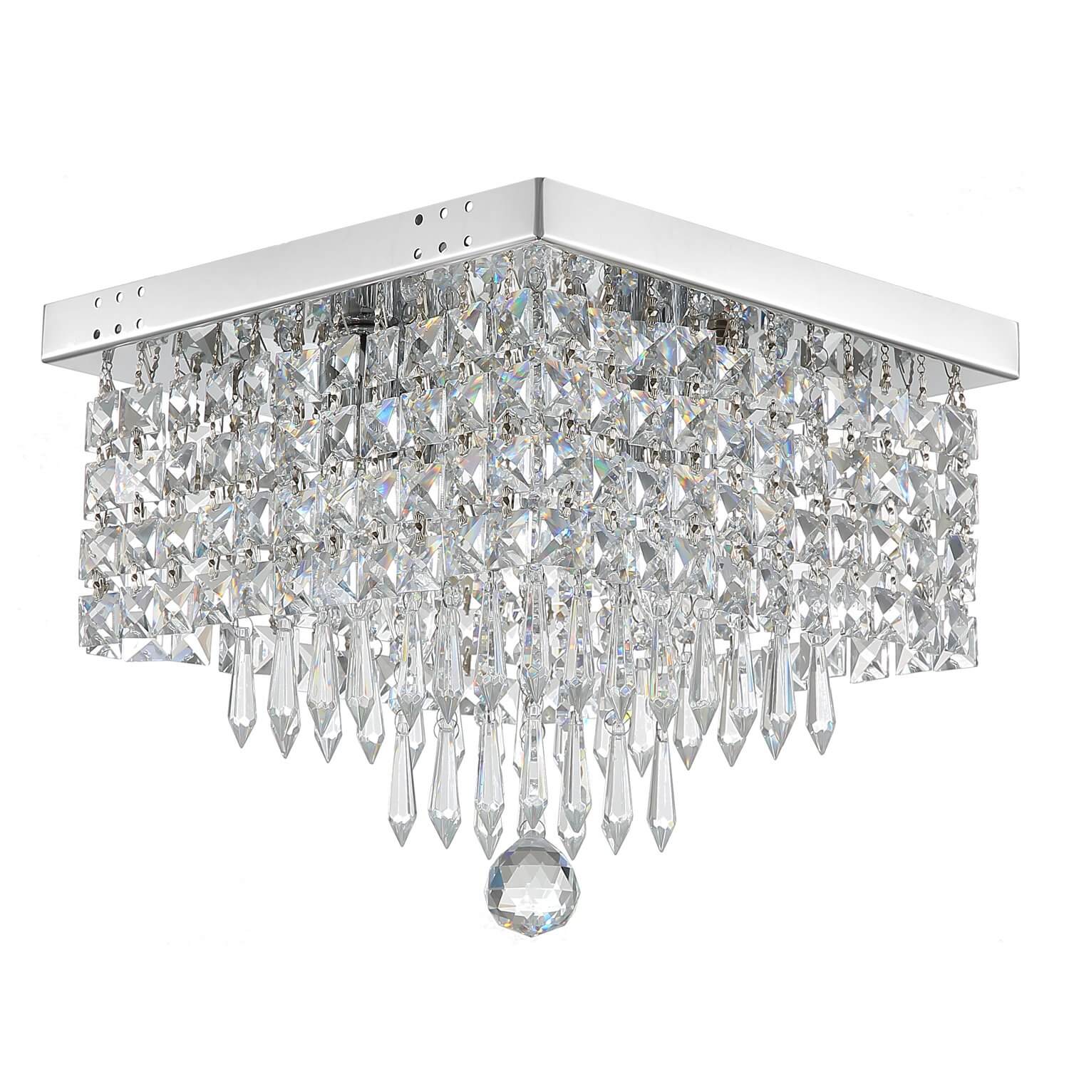 Modern-Chrome-Square-Hallway-Crystal-Chandeler-Flush-Mount