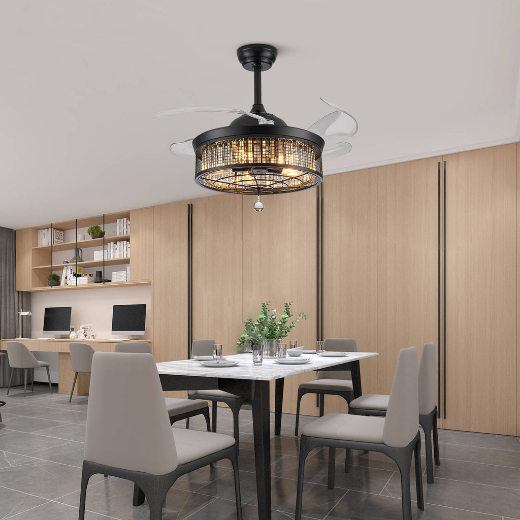Gorgeous Mesh Caged Ceiling Fan With Light 42"