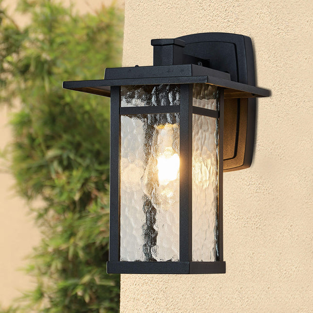 Farmhouse-Matte-Black-Frosted-Glass-Lampshade-Outdoor-Wall-Lamp