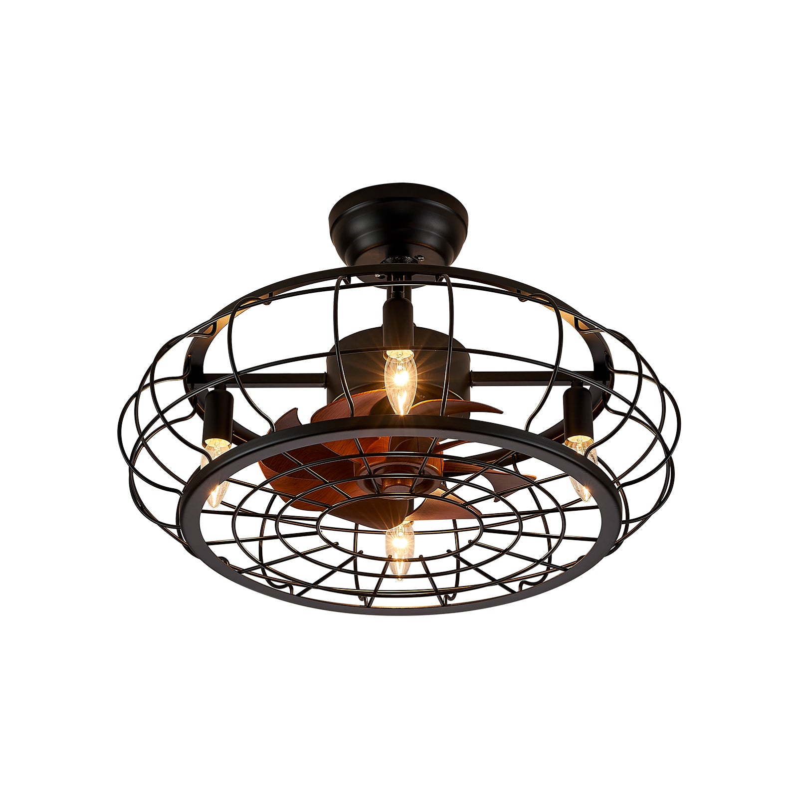 MOOONI-Small-Caged-Ceiling-Fan-Edison-Bulbs-Matte-Black-Industrial-Pumpkin-Fandelier