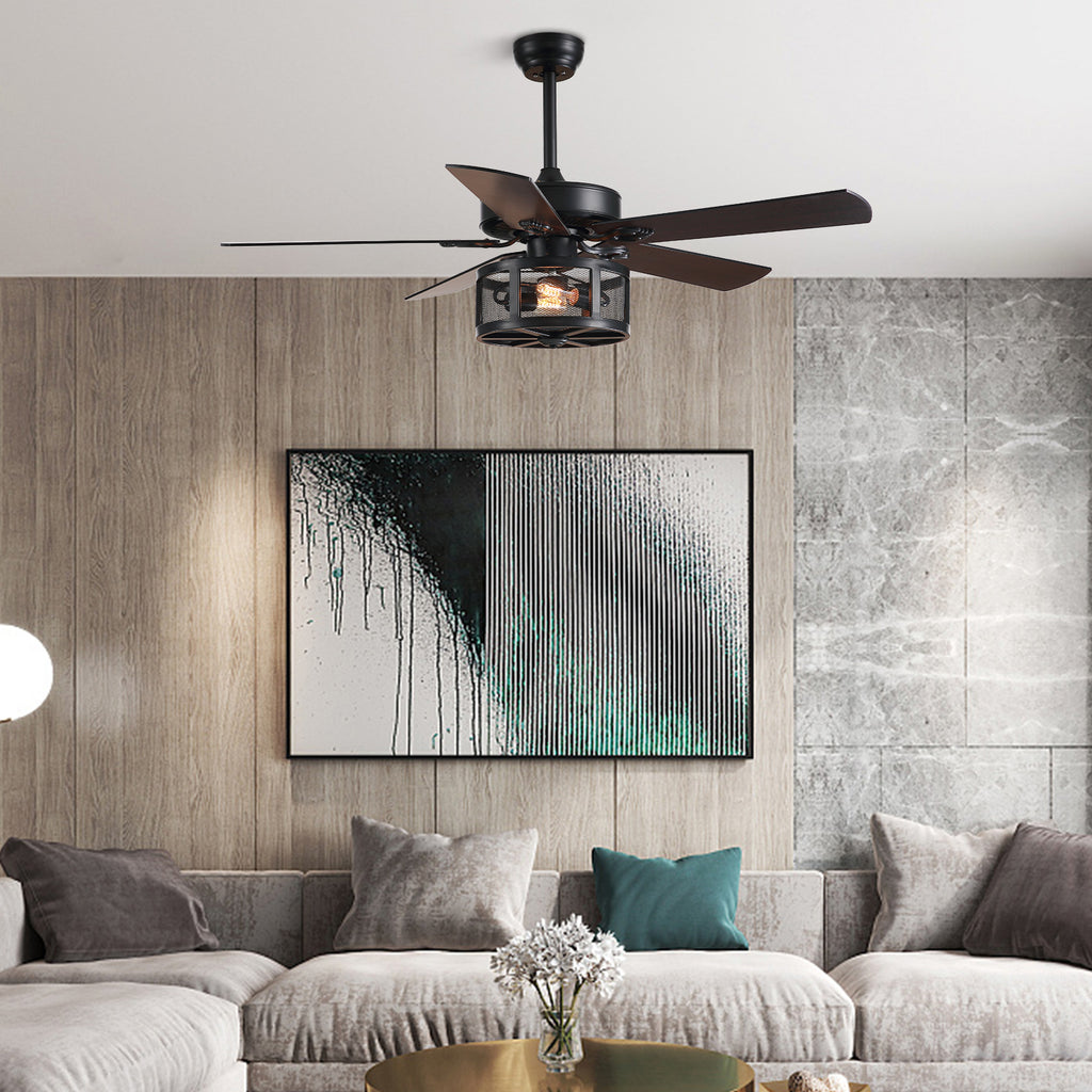 MOOONI-Ceiling-Fan-Light-Matte-Black-Vintage-Drum-Screen-Living-Room-Ceiling-Fan-50“