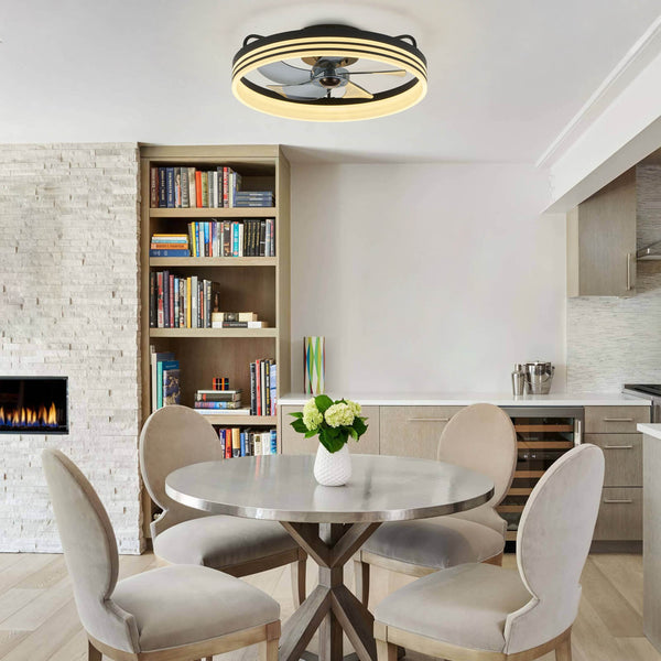 Modern Striated Black Fandelier