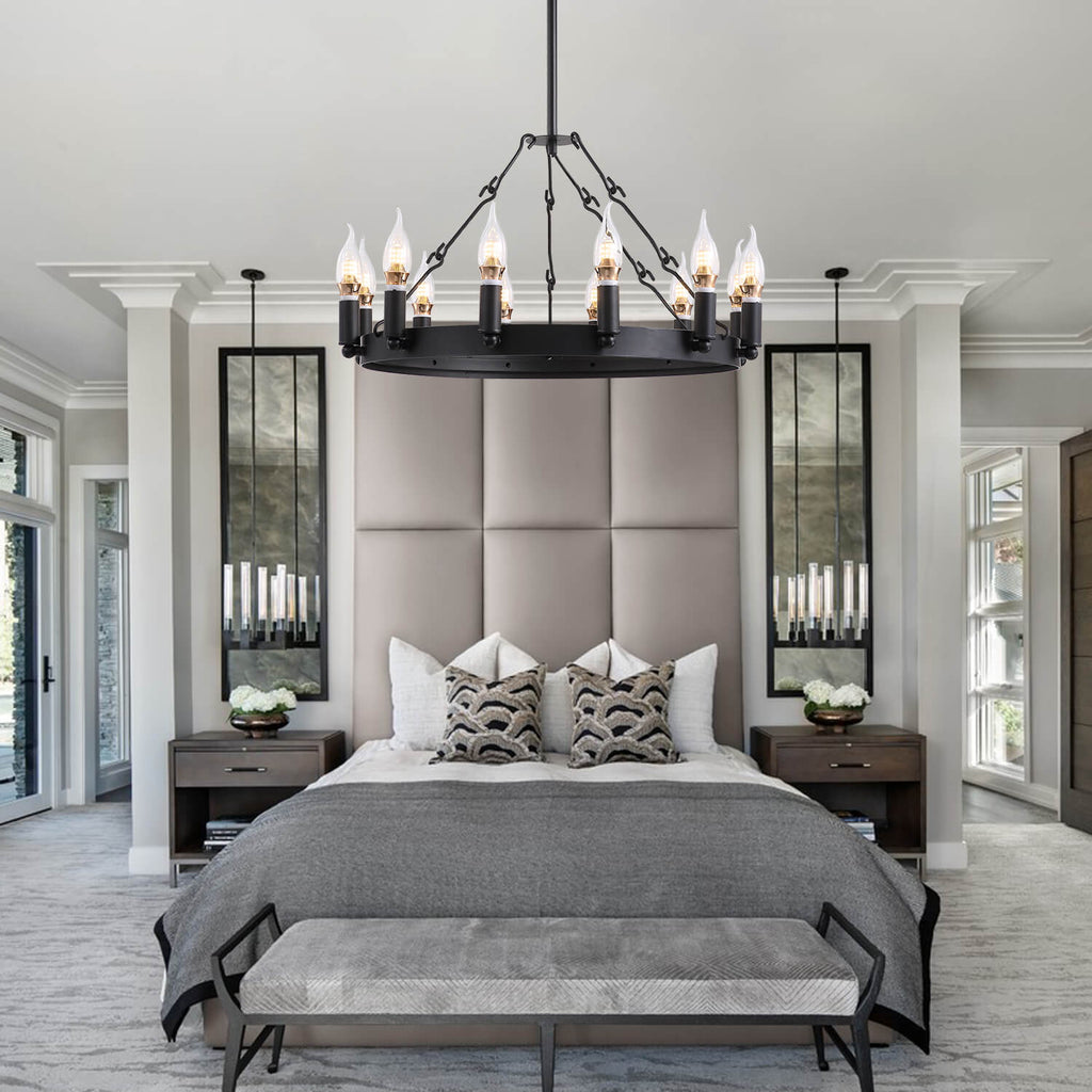 Round Candle Black Iron Chandelier – MOOONI LIGHTING, image size:1024x1024