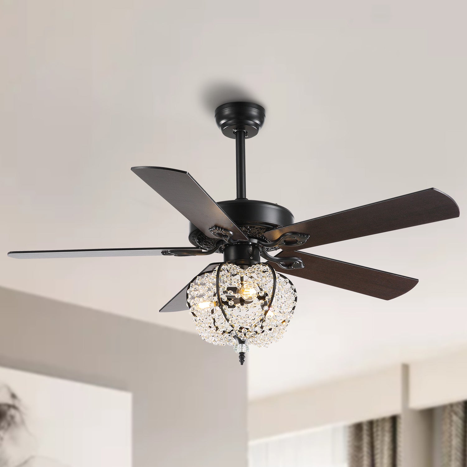 MOOONI-Ceiling-Fan-Light-Matte-Black-Industrial-Pumpkin-Pineapple-Beads-Fandelier-50“