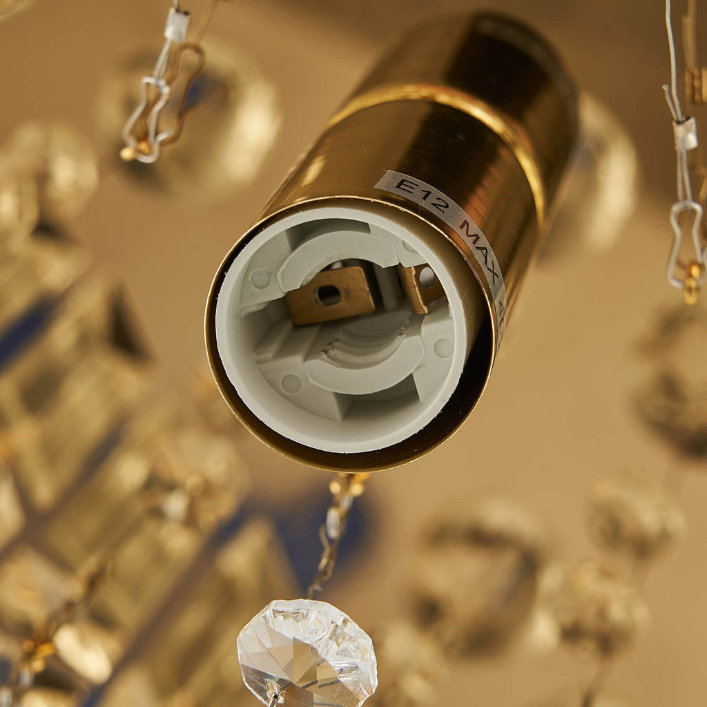 Rectangular Gold Canopy Crystal Chandelier For Kitchen