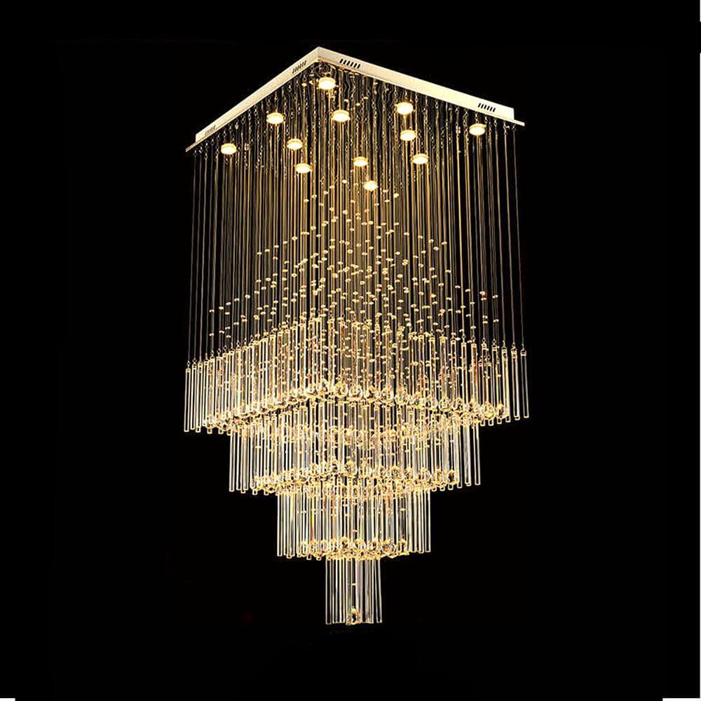 Modern-Chrome-Quad-Tier-Foyer-Flush-Mount-Crystal-Chandelier