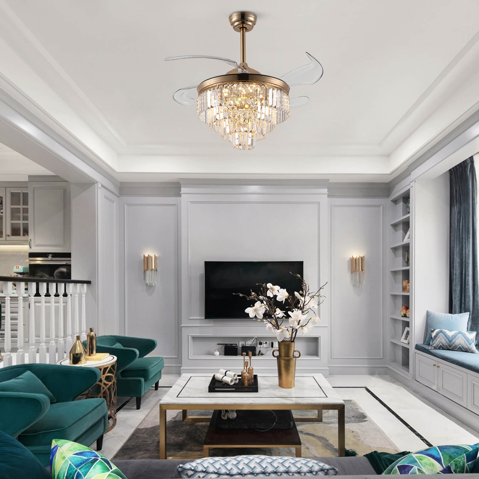 Top-Rated Crystal Gold Retractable l Fandelier