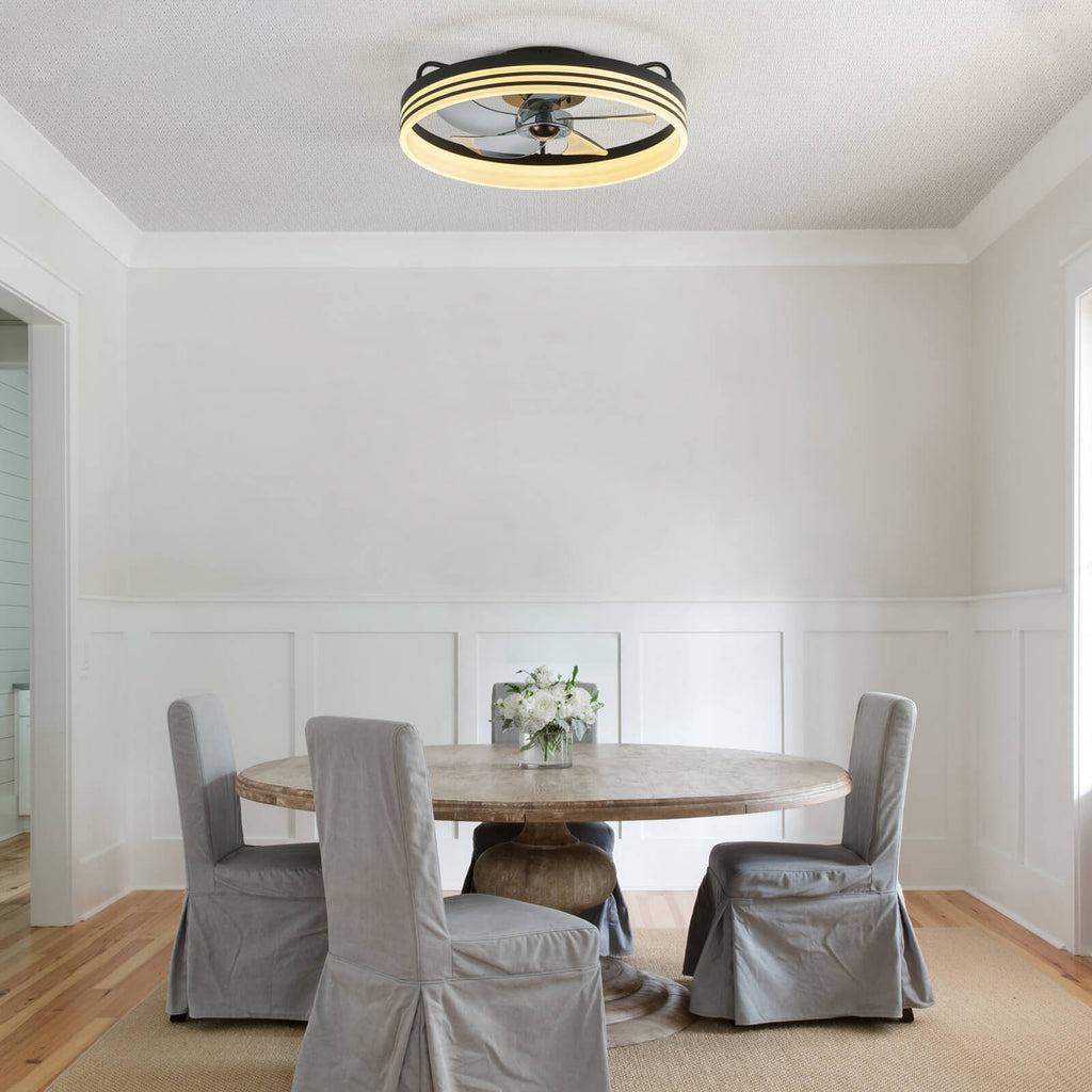 Modern Striated Black Fandelier