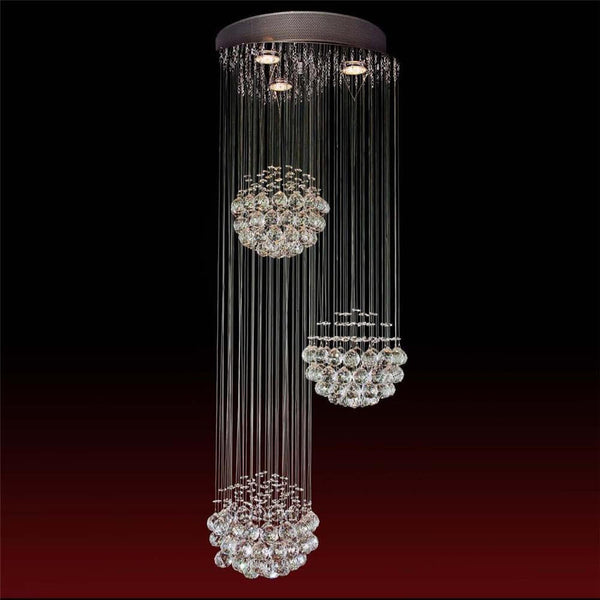 MOOONI-Modern-Chrome-3-Spheres-Crystal-Chandelier-Staircase