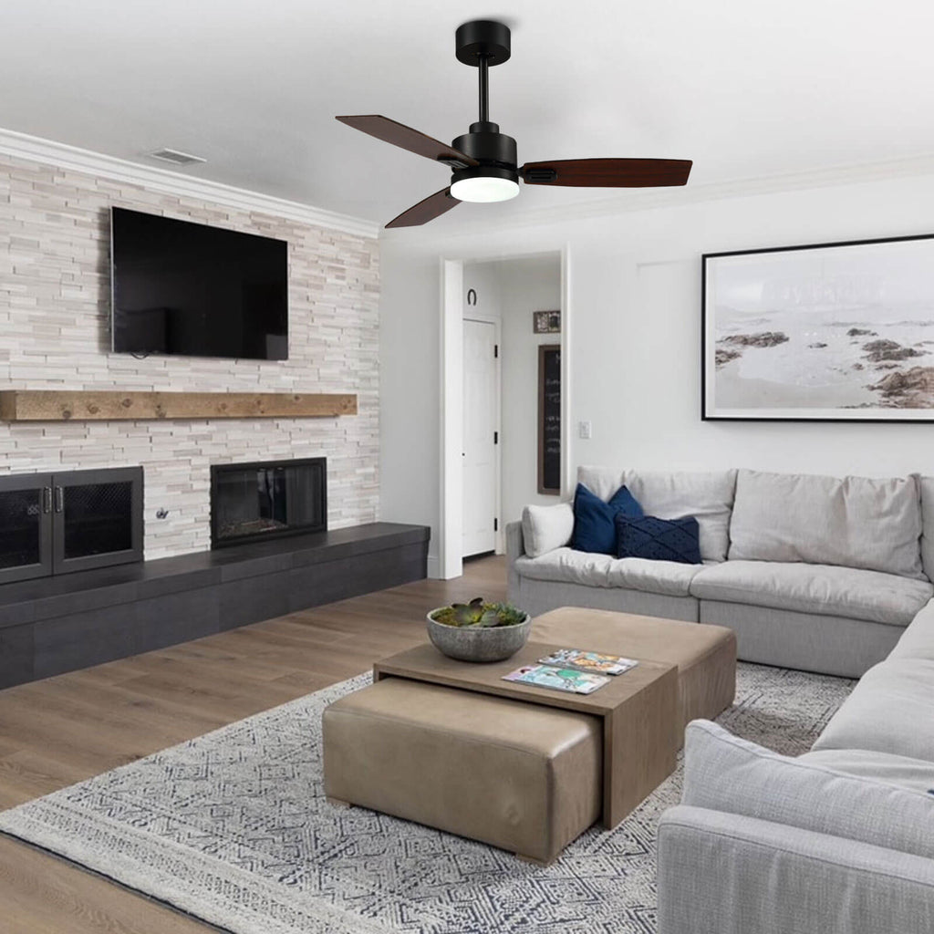 MOOONI-Ceiling-Fan-With-LED Strip-Matte-Black-Lampshade-41"-Wood-Blades-Living-Room