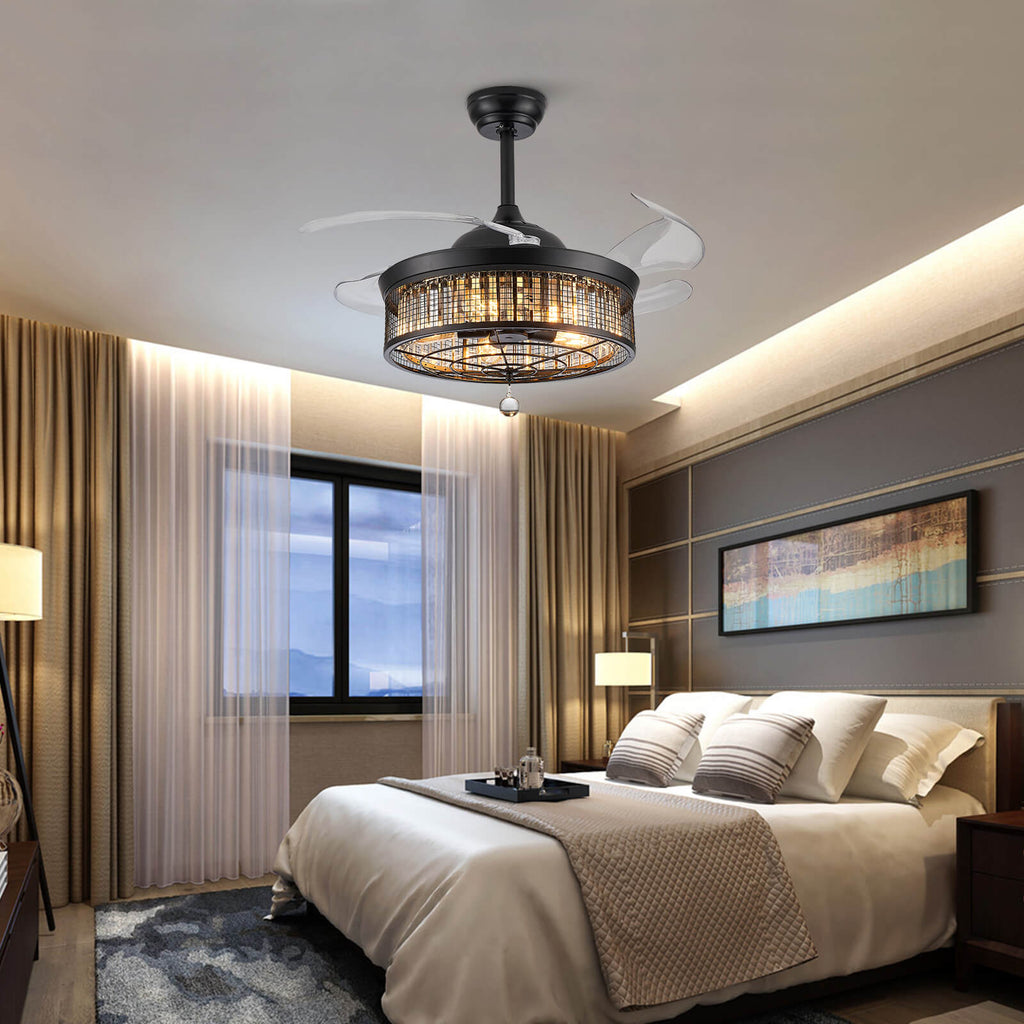 Gorgeous Mesh Caged Ceiling Fan With Light 42"