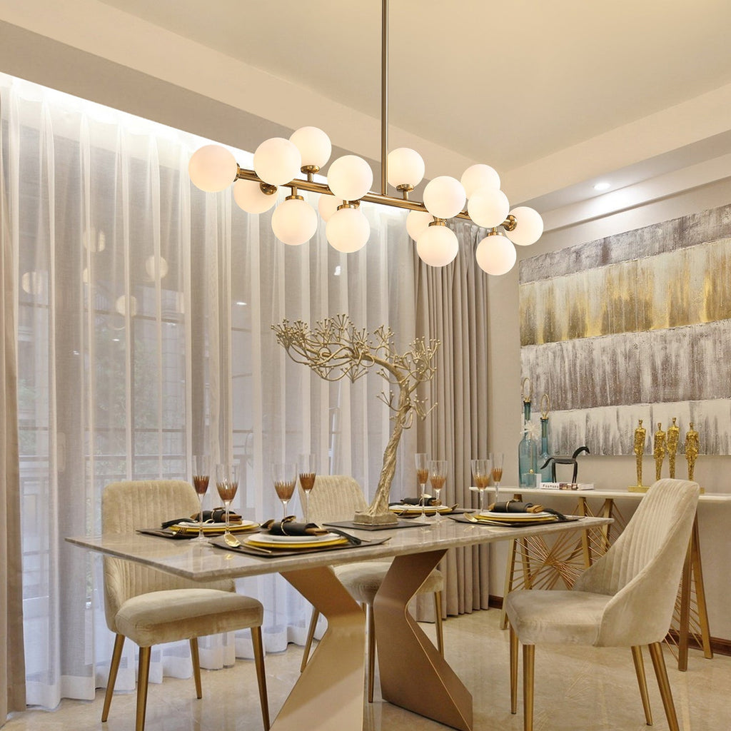 Modo Lighting 4-armige Deckenleuchte – Antique Brass, Mit Mattierten Glasgloben, Mid-Century Design