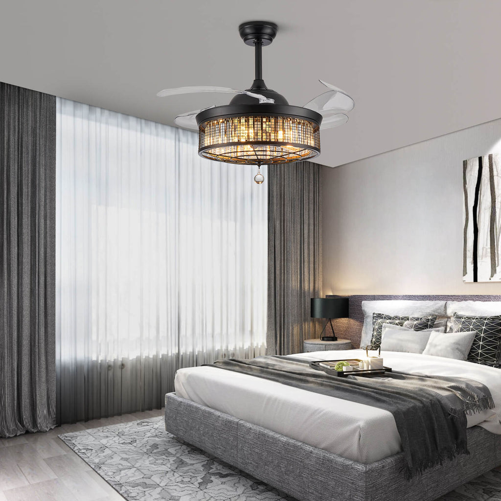 Gorgeous Mesh Caged Ceiling Fan With Light 42"