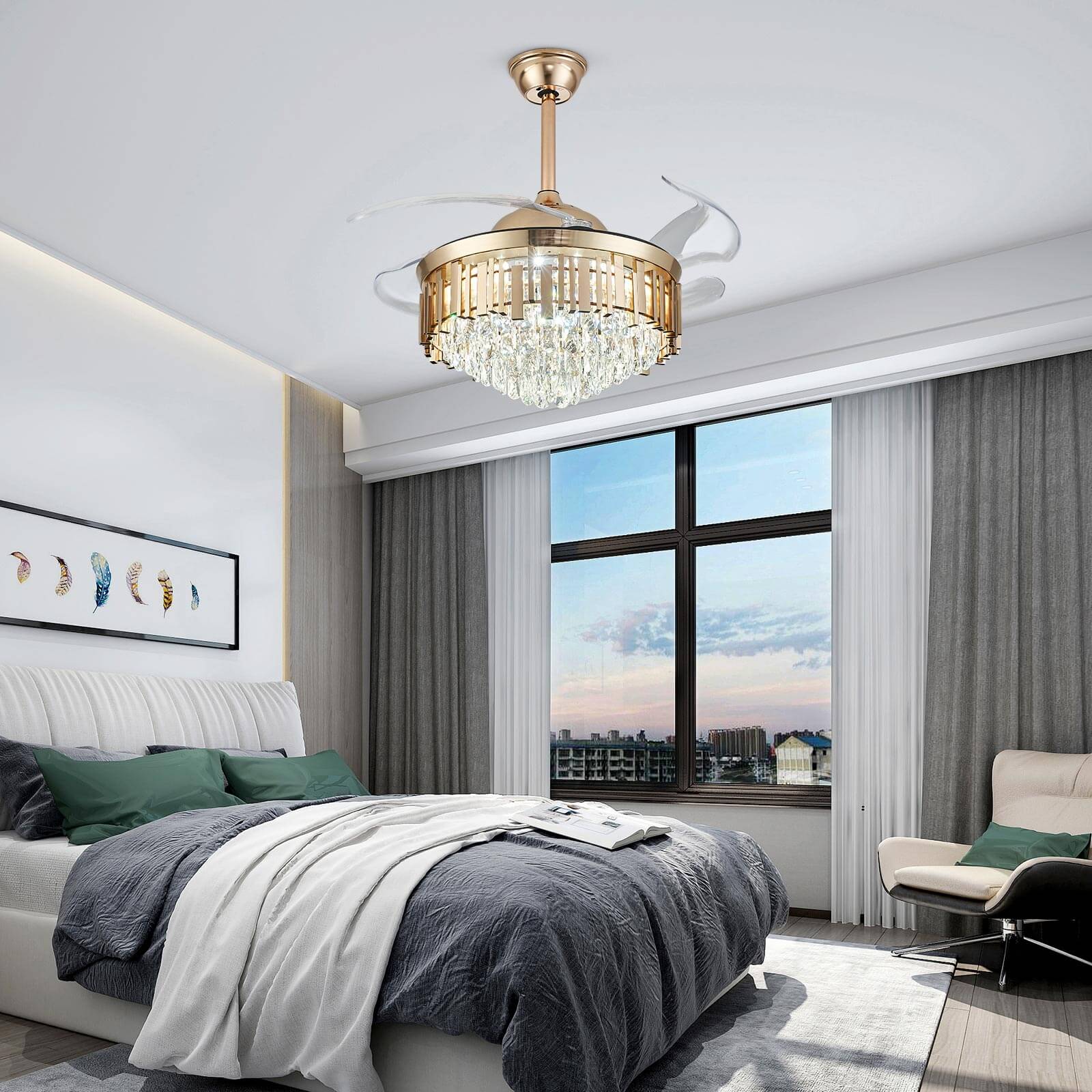 Round French Golden Crystal Fandelier Indoor