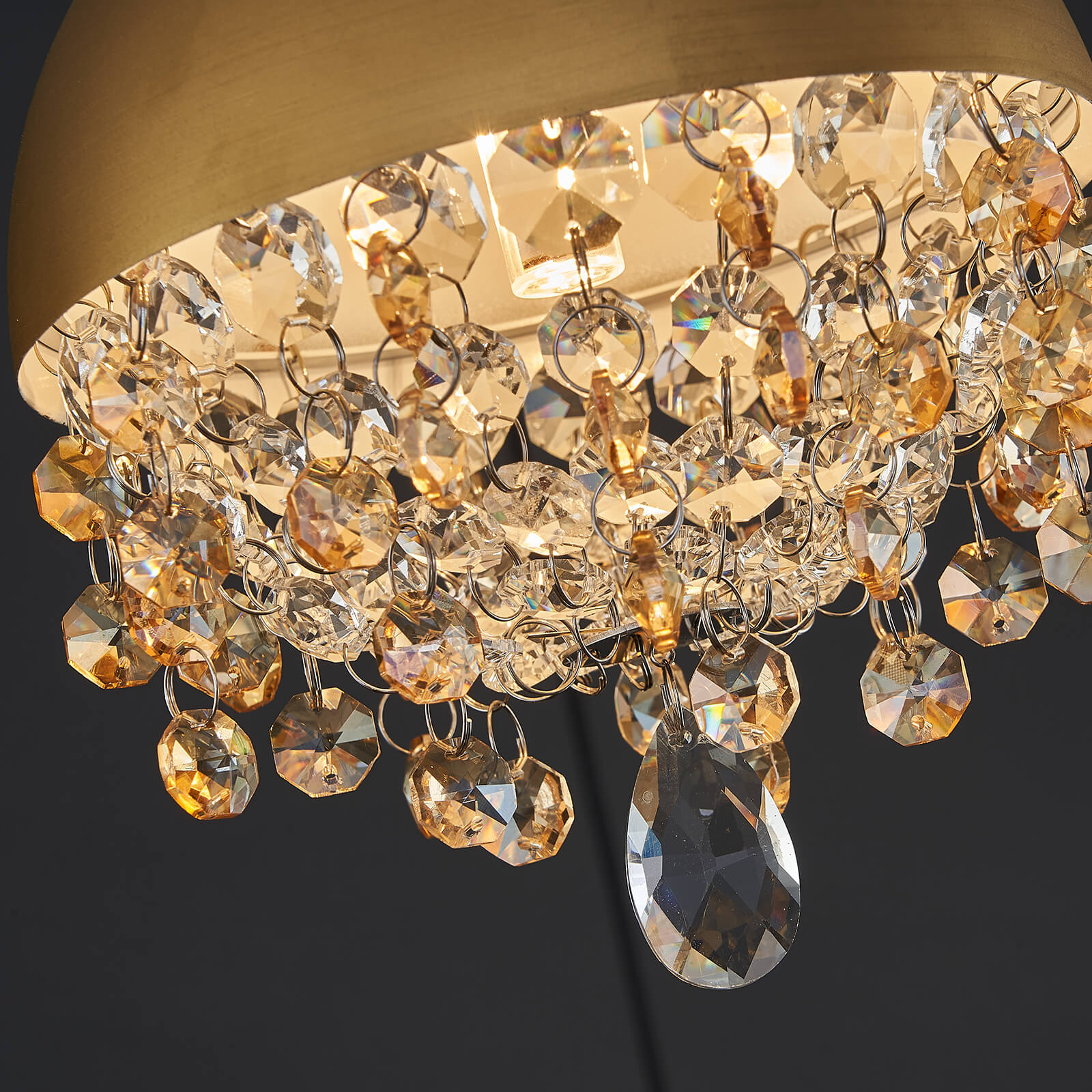 Gold Spider-Shaped String Ball Crystal Chandelier 9 Lights