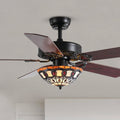 MOOONI-Ceiling-Fan-Light-Matte-Black- Tiffany-Art-Class-Fandelier-51“