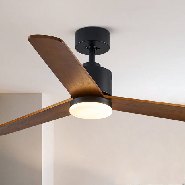 MOOONI-Ceiling-Fan-With-LED Strip-Matte-Black-Lampshade-52"-Wood-Blades