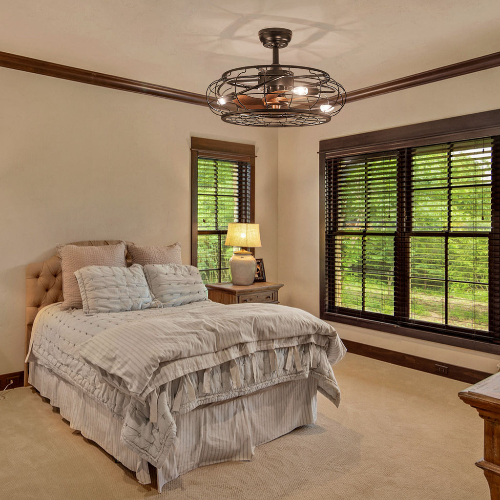 Pumpkin Iron Simple Cage Fan With Light