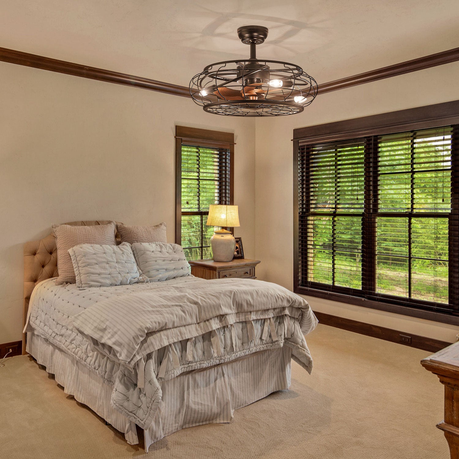 Pumpkin Iron Simple Cage Fan With Light