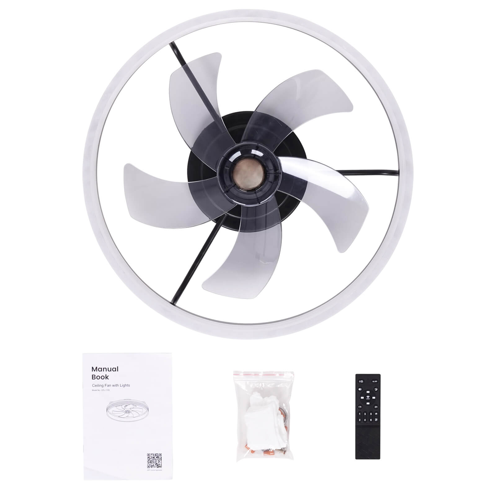 Modern Striated Black Fandelier