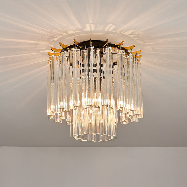 2-Tiered Round Crystal Ceiling Light