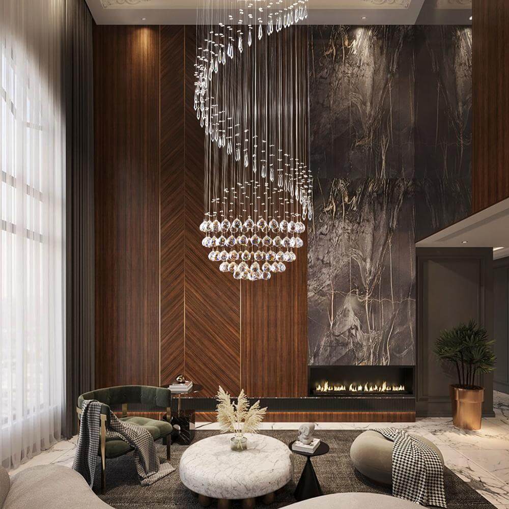 Modern-Chrome-Single-Ball-Spiral-Raindrop-Crystal-Chandeler-Staircase