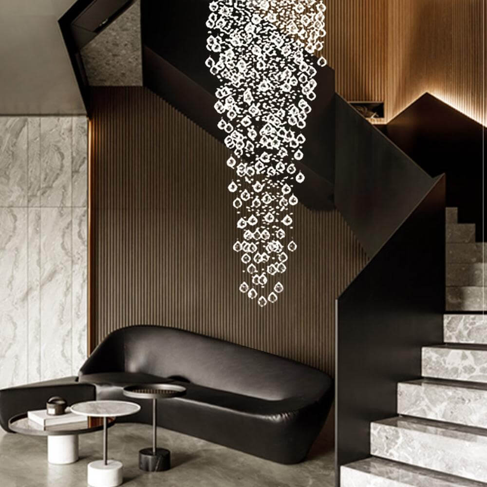 MOOONI-Modern-Chrome-Raindrop-Crystal-Chandelier-Staircase
