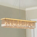 Rectangular Gold Canopy Crystal Chandelier For Kitchen