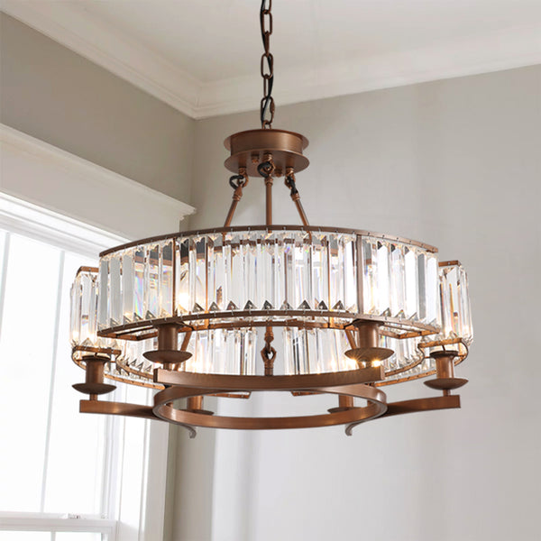Farmhouse Wrought Iron Crystal Chandelier