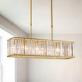 Rectangle Gold Metal Frame Crystal Chandelier