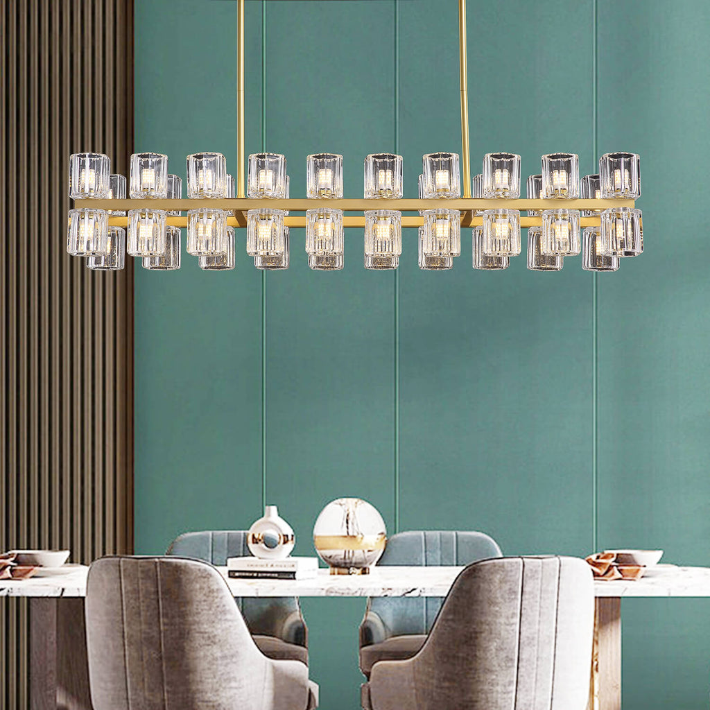 Rectangular Gold Modern Crystal Chandelier